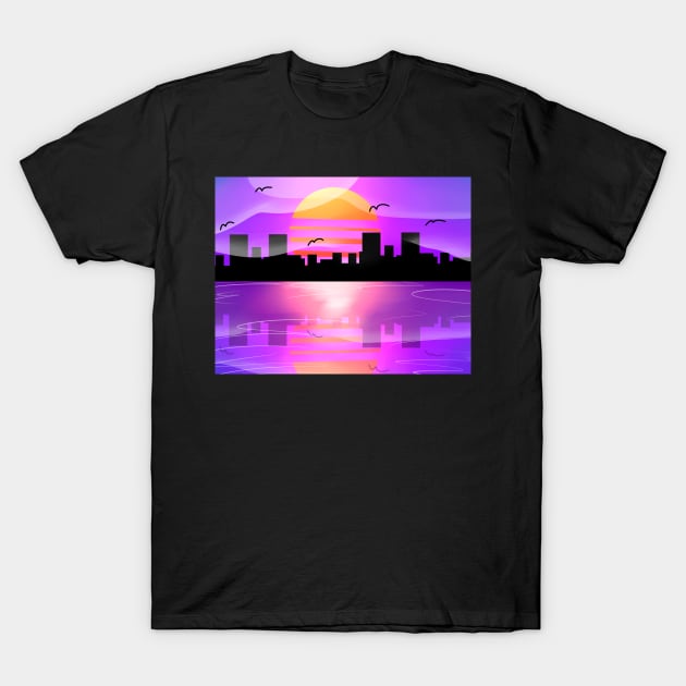 Synthwave Sunset T-Shirt by xJakkAttack